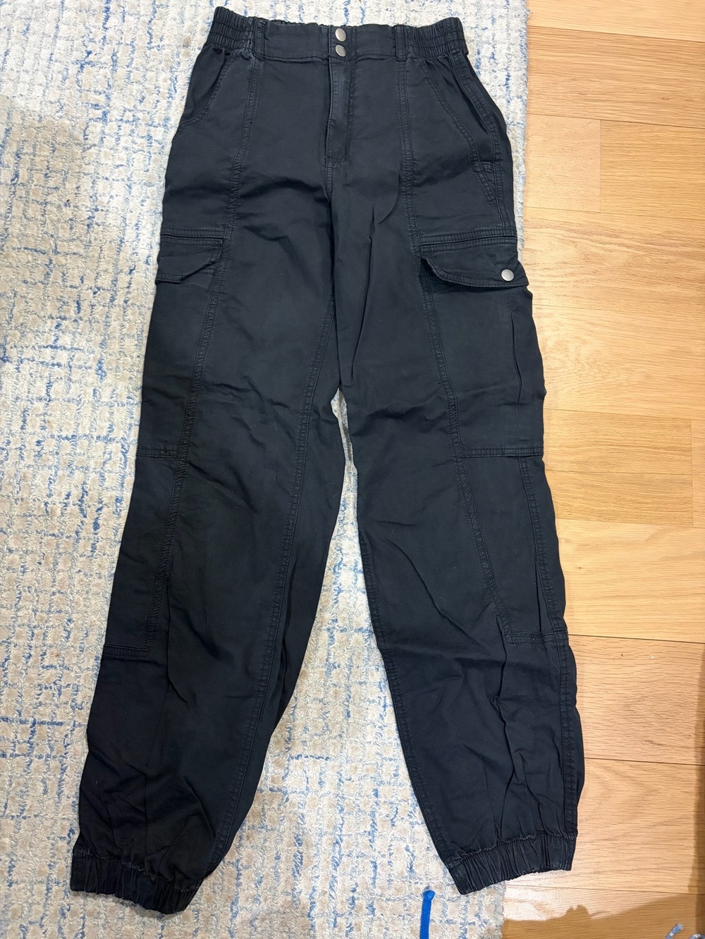 Garage Black Cargo Pants with Elastic Ankles